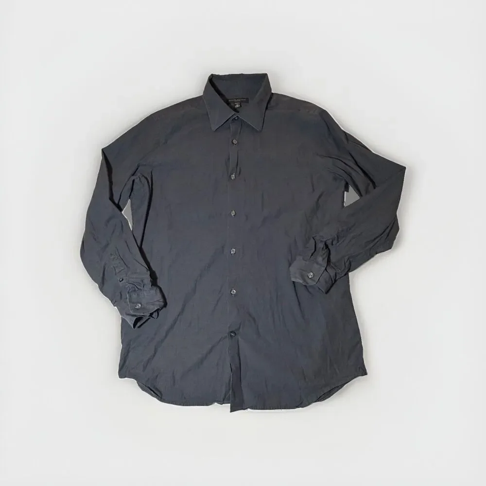 Banana Republic Slim Fit Stretch Dress Shirt Gray Long Sleeve Mens Large